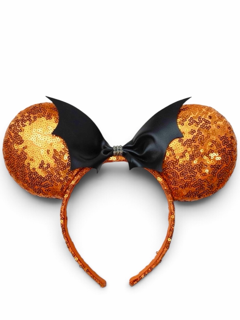 🎃 Disney Halloween Sequin Orange Minnie Mouse Ears Headband
